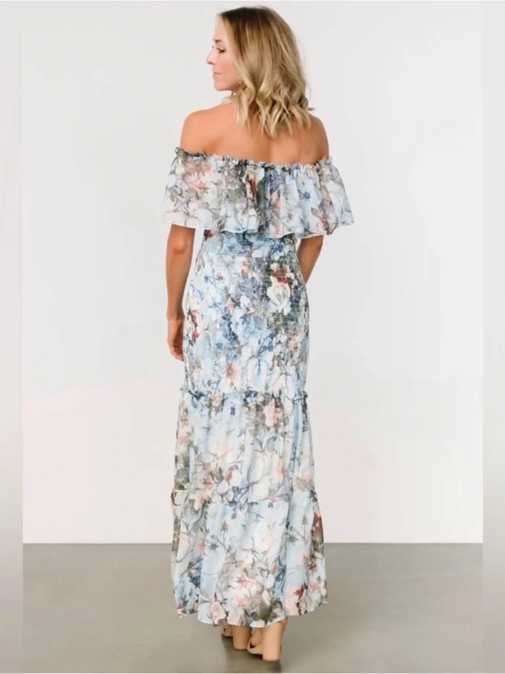 Baltic Born Blue Floral Midi Dress Medium Maternity